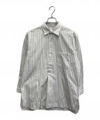 YAECAヤエカ）の古着「CANVAS DESIGN LONG P/O SHIRT」｜ホワイト×グレー