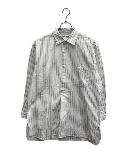 YAECA（ヤエカ）YAECA (ヤエカ) CANVAS DESIGN LONG P/O SHIRT ホワイト×グレー サイズ:Mの古着・服飾アイテム