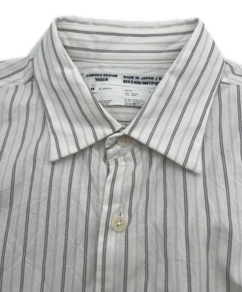 YAECA（ヤエカ）YAECA (ヤエカ) CANVAS DESIGN LONG P/O SHIRT ホワイト×グレー サイズ:Mの古着・服飾アイテム