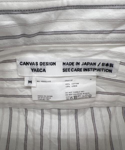 YAECA（ヤエカ）YAECA (ヤエカ) CANVAS DESIGN LONG P/O SHIRT ホワイト×グレー サイズ:Mの古着・服飾アイテム