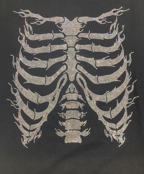 SUPPLIER（サプライヤー）SUPPLIER (サプライヤー) Rhinestone Fire Bones Tee ブラック サイズ:Lの古着・服飾アイテム