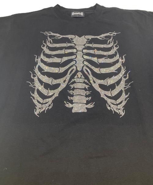 SUPPLIER（サプライヤー）SUPPLIER (サプライヤー) Rhinestone Fire Bones Tee ブラック サイズ:Lの古着・服飾アイテム