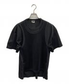 COMME des GARCONS HOMME PLUSコムデギャルソンオムプリュス）の古着「AD2024　メッシュ ベスト レイヤード ドッキング 半袖 Tシャツ」｜ブラック