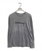stussyステューシー）の古着「ピグメントロゴロングスリーブ」｜グレー
