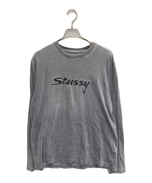 stussy（ステューシー）stussy (ステューシー) ピグメントロゴロングスリーブ グレー サイズ:Lの古着・服飾アイテム