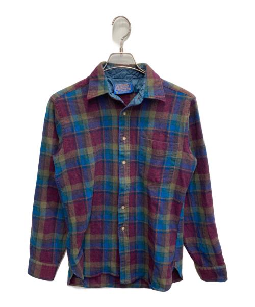 PENDLETON（ペンドルトン）PENDLETON (ペンドルトン) ウールシャツ ボルドー・ブルー サイズ:Ｍの古着・服飾アイテム