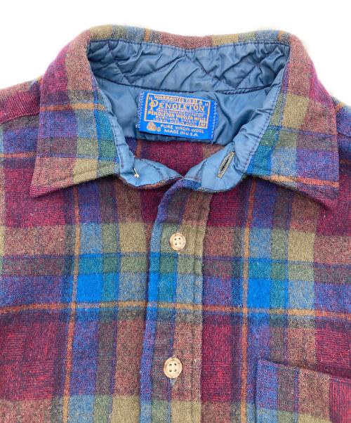 PENDLETON（ペンドルトン）PENDLETON (ペンドルトン) ウールシャツ ボルドー・ブルー サイズ:Ｍの古着・服飾アイテム
