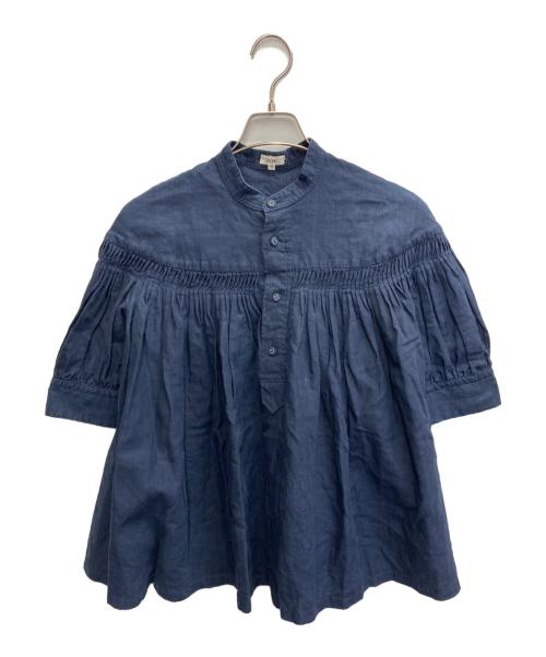 SCYE（サイ）SCYE (サイ) リネンタックギャザーブラウス ネイビー サイズ:38の古着・服飾アイテム