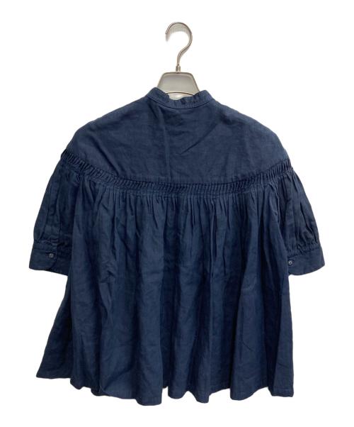 SCYE（サイ）SCYE (サイ) リネンタックギャザーブラウス ネイビー サイズ:38の古着・服飾アイテム