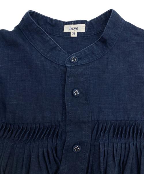 SCYE（サイ）SCYE (サイ) リネンタックギャザーブラウス ネイビー サイズ:38の古着・服飾アイテム