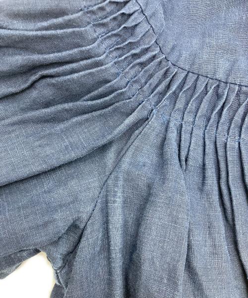 SCYE（サイ）SCYE (サイ) リネンタックギャザーブラウス ネイビー サイズ:38の古着・服飾アイテム