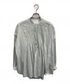 mala KALANCHOEマーラ カランコエ）の古着「Cotton Silk Pintuck Long Sleeve Shirts」｜グリーン