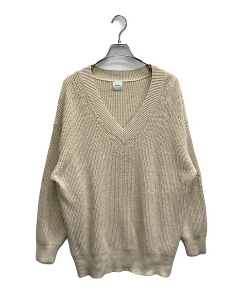Spick and Span（スピック＆スパン）Spick and Span (スピック＆スパン) バルキーヤーン畦Vネックチュニックニット ベージュ サイズ:FREEの古着・服飾アイテム