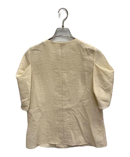 journal standard L'essage（ジャーナルスタンダード レサージュ）journal standard L'essage (ジャーナルスタンダード レサージュ) 25SS IPEKER/ボーダータックハーフスリーブブラウス ベージュ サイズ:FREEの古着・服飾アイテム