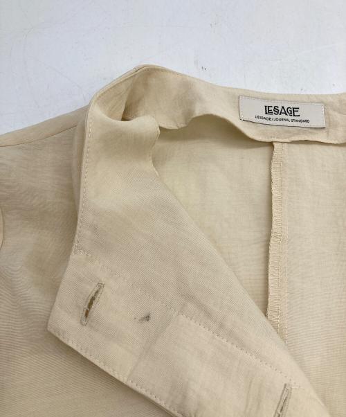 journal standard L'essage（ジャーナルスタンダード レサージュ）journal standard L'essage (ジャーナルスタンダード レサージュ) 25SS IPEKER/ボーダータックハーフスリーブブラウス ベージュ サイズ:FREEの古着・服飾アイテム