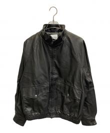 FREAK'S STORE（フリークスストア）の古着「ウォッシュ加工 レザレッド スタンドカラー ジップアップ ショートブルゾン」｜ブラック