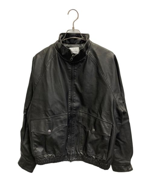 FREAK'S STORE（フリークスストア）FREAK'S STORE (フリークスストア) ウォッシュ加工 レザレッド スタンドカラー ジップアップ ショートブルゾン ブラック サイズ:Lの古着・服飾アイテム