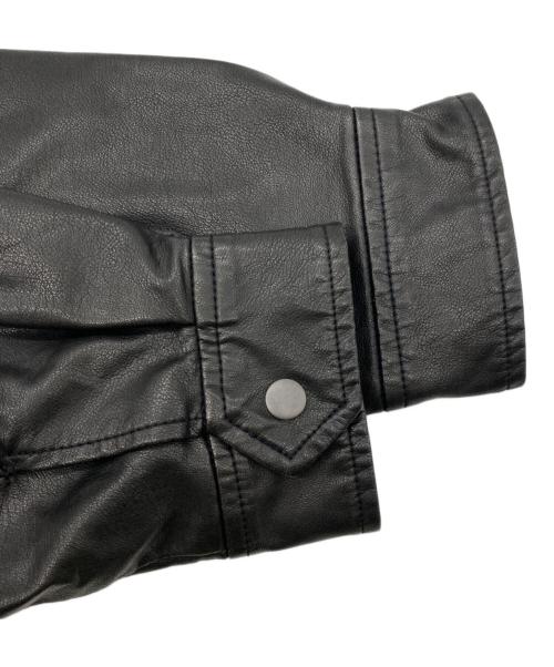 FREAK'S STORE（フリークスストア）FREAK'S STORE (フリークスストア) ウォッシュ加工 レザレッド スタンドカラー ジップアップ ショートブルゾン ブラック サイズ:Lの古着・服飾アイテム