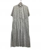 Toujoursトゥジュー）の古着「Short Sleeve Classic Gathered Dress/リバティ プチフラワー プリント コットン ドレス」｜ホワイト×グレー