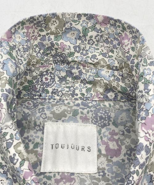 Toujours（トゥジュー）Toujours (トゥジュー) Short Sleeve Classic Gathered Dress/リバティ プチフラワー プリント コットン ドレス ホワイト×グレー サイズ:Sの古着・服飾アイテム