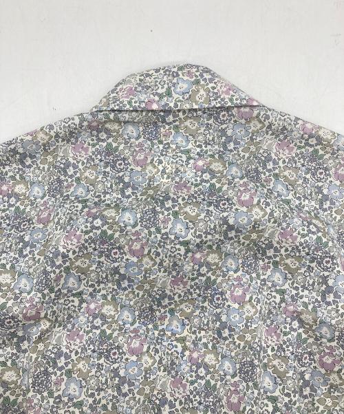 Toujours（トゥジュー）Toujours (トゥジュー) Short Sleeve Classic Gathered Dress/リバティ プチフラワー プリント コットン ドレス ホワイト×グレー サイズ:Sの古着・服飾アイテム