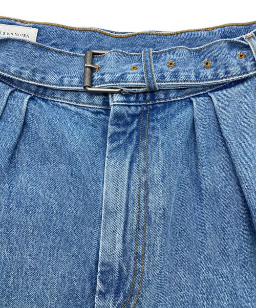 DRIES VAN NOTEN（ドリスヴァンノッテン）DRIES VAN NOTEN (ドリスヴァンノッテン) PREACHES SH DEN 3384 MW.PANS / ベルテッドデニムショーツ スカイブルー サイズ:48の古着・服飾アイテム