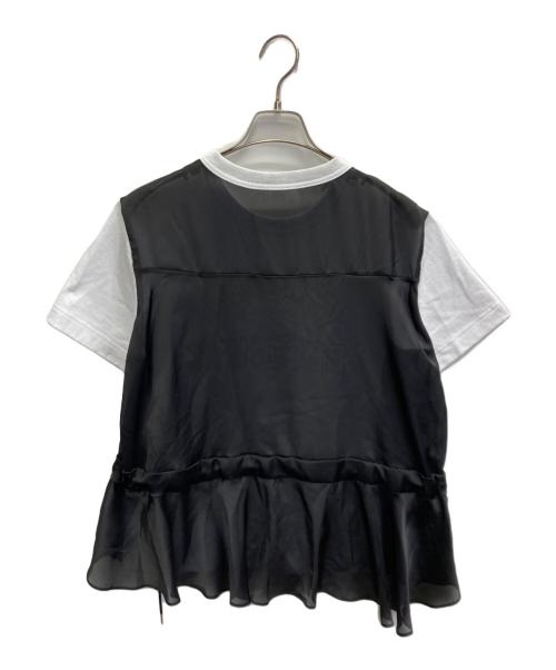 sacai（サカイ）sacai (サカイ) プリント ドッキング ドロスト Tシャツ ホワイト×ブラック サイズ:Lの古着・服飾アイテム