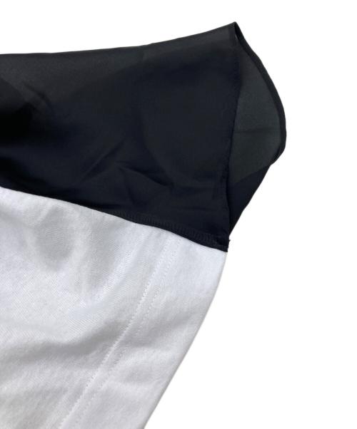 sacai（サカイ）sacai (サカイ) プリント ドッキング ドロスト Tシャツ ホワイト×ブラック サイズ:Lの古着・服飾アイテム