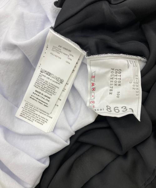 sacai（サカイ）sacai (サカイ) プリント ドッキング ドロスト Tシャツ ホワイト×ブラック サイズ:Lの古着・服飾アイテム