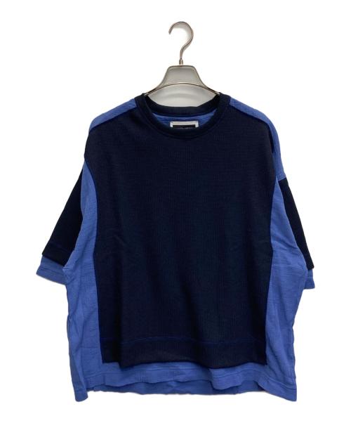 MAISON SPECIAL（メゾンスペシャル）MAISON SPECIAL (メゾンスペシャル) Different Materials Docking Prime-Over Dry Waffle T-shirt ネイビー サイズ:2の古着・服飾アイテム