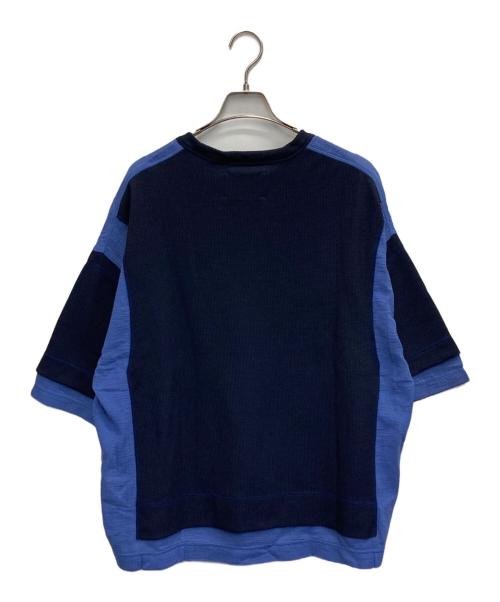 MAISON SPECIAL（メゾンスペシャル）MAISON SPECIAL (メゾンスペシャル) Different Materials Docking Prime-Over Dry Waffle T-shirt ネイビー サイズ:2の古着・服飾アイテム