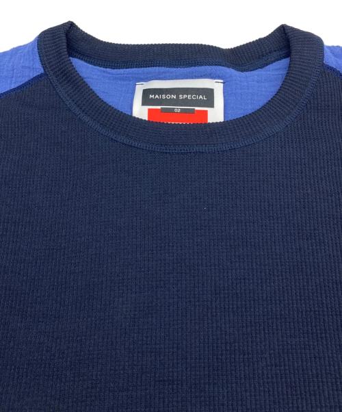 MAISON SPECIAL（メゾンスペシャル）MAISON SPECIAL (メゾンスペシャル) Different Materials Docking Prime-Over Dry Waffle T-shirt ネイビー サイズ:2の古着・服飾アイテム