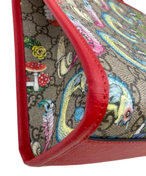 GUCCI（グッチ）GUCCI (グッチ) GGスプリーム 2wayショルダートートバッグ レッド×ベージュの古着・服飾アイテム