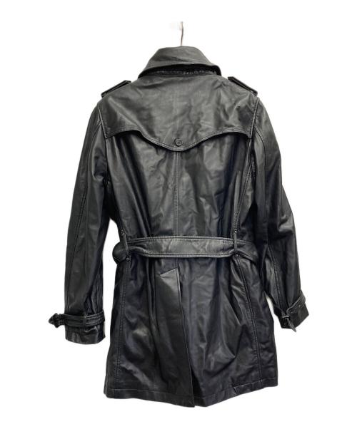 BARNEYS NEWYORK（バーニーズ・ニューヨーク）BARNEYS NEWYORK (バーニーズ・ニューヨーク) レザートレンチコート ブラック サイズ:48の古着・服飾アイテム
