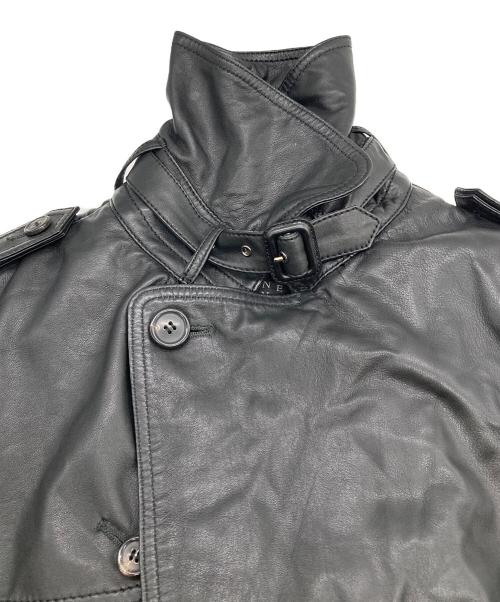 BARNEYS NEWYORK（バーニーズ・ニューヨーク）BARNEYS NEWYORK (バーニーズ・ニューヨーク) レザートレンチコート ブラック サイズ:48の古着・服飾アイテム
