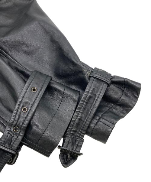 BARNEYS NEWYORK（バーニーズ・ニューヨーク）BARNEYS NEWYORK (バーニーズ・ニューヨーク) レザートレンチコート ブラック サイズ:48の古着・服飾アイテム