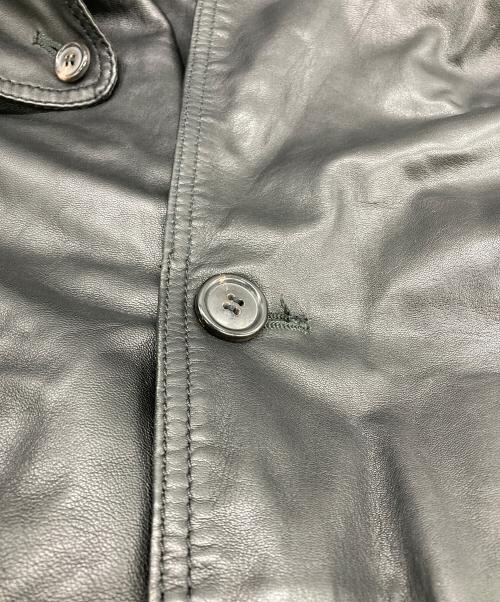 BARNEYS NEWYORK（バーニーズ・ニューヨーク）BARNEYS NEWYORK (バーニーズ・ニューヨーク) レザートレンチコート ブラック サイズ:48の古着・服飾アイテム