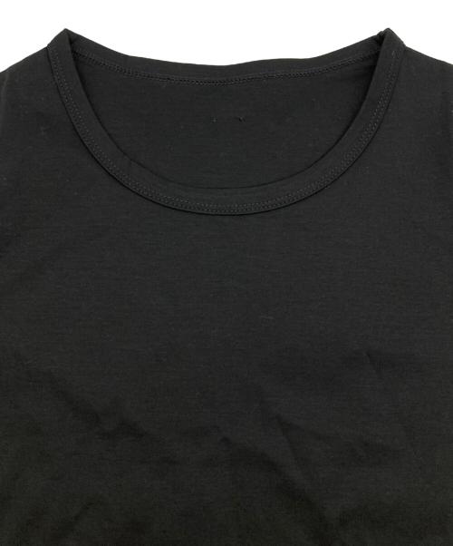 anuans（アニュアンス）anuans (アニュアンス) シルクタッチコットンレーストリムコンパクトTシャツ ブラック サイズ:2の古着・服飾アイテム