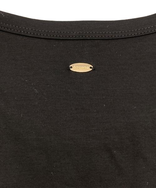 anuans（アニュアンス）anuans (アニュアンス) シルクタッチコットンレーストリムコンパクトTシャツ ブラック サイズ:2の古着・服飾アイテム