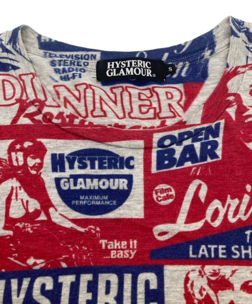 Hysteric Glamour（ヒステリックグラマー）Hysteric Glamour (ヒステリックグラマー) 総柄TEE レッド×グレー サイズ:Sの古着・服飾アイテム