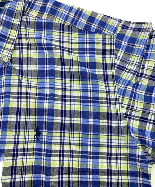 POLO RALPH LAUREN（ポロ・ラルフローレン）POLO RALPH LAUREN (ポロ・ラルフローレン) BLAKE 半袖ボタンダウンシャツ グリーン×ブルー サイズ:Sの古着・服飾アイテム
