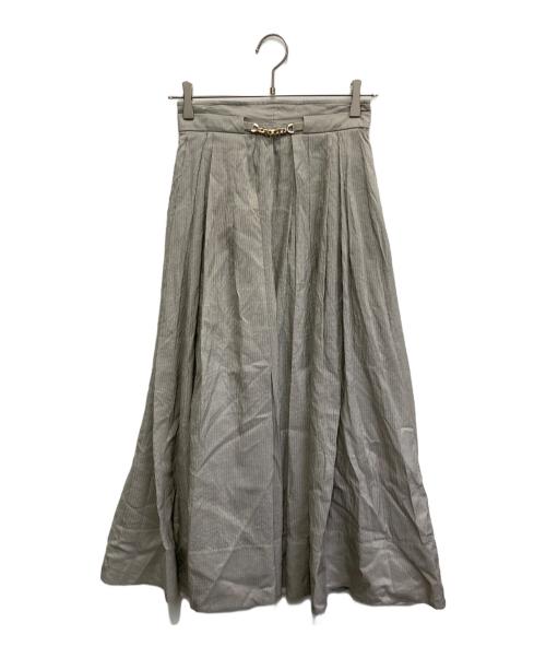 ebure（エブール）EBURE (エブール) S/Cシアーストライプ マキシ丈タックギャザースカート グレー サイズ:36の古着・服飾アイテム