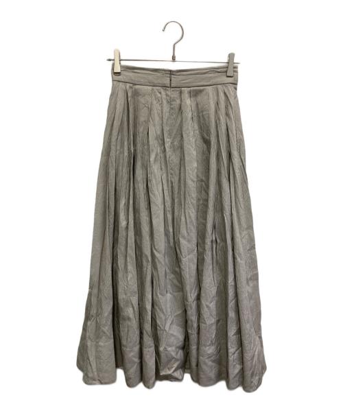 ebure（エブール）EBURE (エブール) S/Cシアーストライプ マキシ丈タックギャザースカート グレー サイズ:36の古着・服飾アイテム