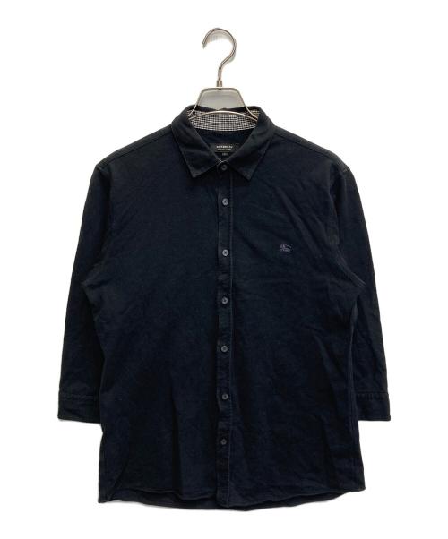 BURBERRY BLACK LABEL（バーバリーブラックレーベル）BURBERRY BLACK LABEL (バーバリーブラックレーベル) 刺繍ロゴシャツ ブラック サイズ:3の古着・服飾アイテム