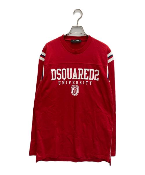 DSQUARED2（ディースクエアード）DSQUARED2 (ディースクエアード) プリントカットソー レッド サイズ:Lの古着・服飾アイテム