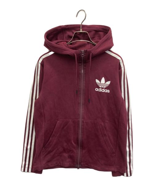 adidas（アディダス）adidas (アディダス) ジップパーカー ボルドー サイズ:Lの古着・服飾アイテム