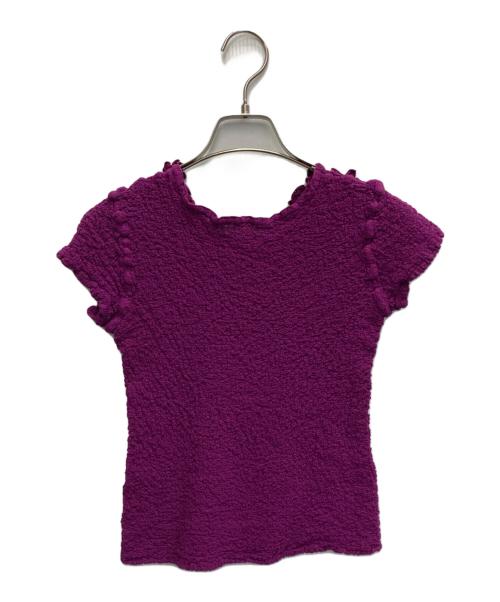 ISSEY MIYAKE me（イッセイ ミヤケ ミー）ISSEY MIYAKE me (イッセイ ミヤケ ミー) シワ加工フラワーノースリーブカットソー パープル サイズ:FREEの古着・服飾アイテム