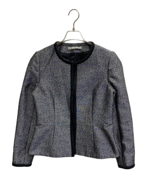 theory luxe（セオリーリュクス）theory luxe (セオリーリュクス) ノーカラーツイードジャケット ネイビー サイズ:Mの古着・服飾アイテム
