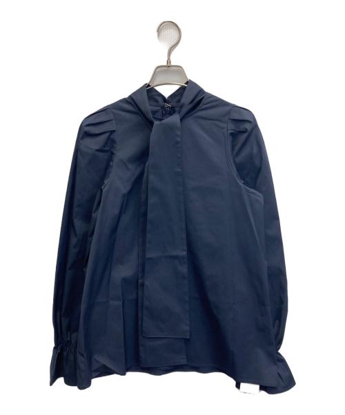 L.elu（エル）L.ELU (エル) ボウタイブラウス ネイビー サイズ:FREEの古着・服飾アイテム