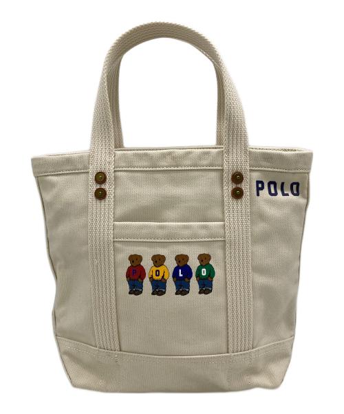 POLO RALPH LAUREN（ポロ・ラルフローレン）POLO RALPH LAUREN (ポロ・ラルフローレン) ポロべアキャンパスハンドバッグ ベージュの古着・服飾アイテム